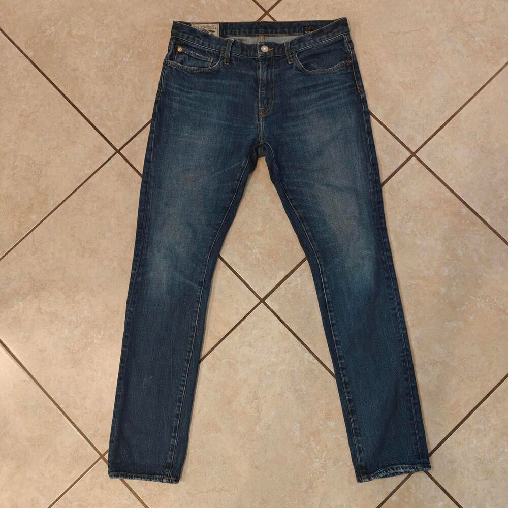 Ace Rivington Dark Wash Slim Straight Jeans Italian Candiani Denim Men's Size 33